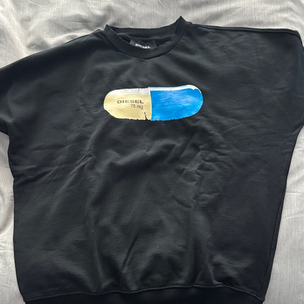 Diesel Black Sweatshirt with Yellow & Blue Pill Motif
